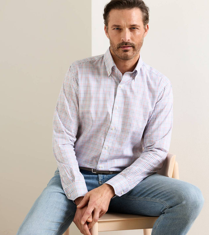 Peter Millar Otis Cotton Sport Shirt: Cadet
