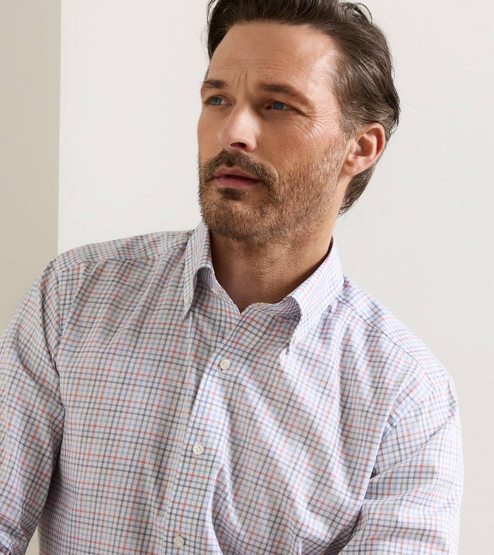 Peter Millar Otis Cotton Sport Shirt: Cadet