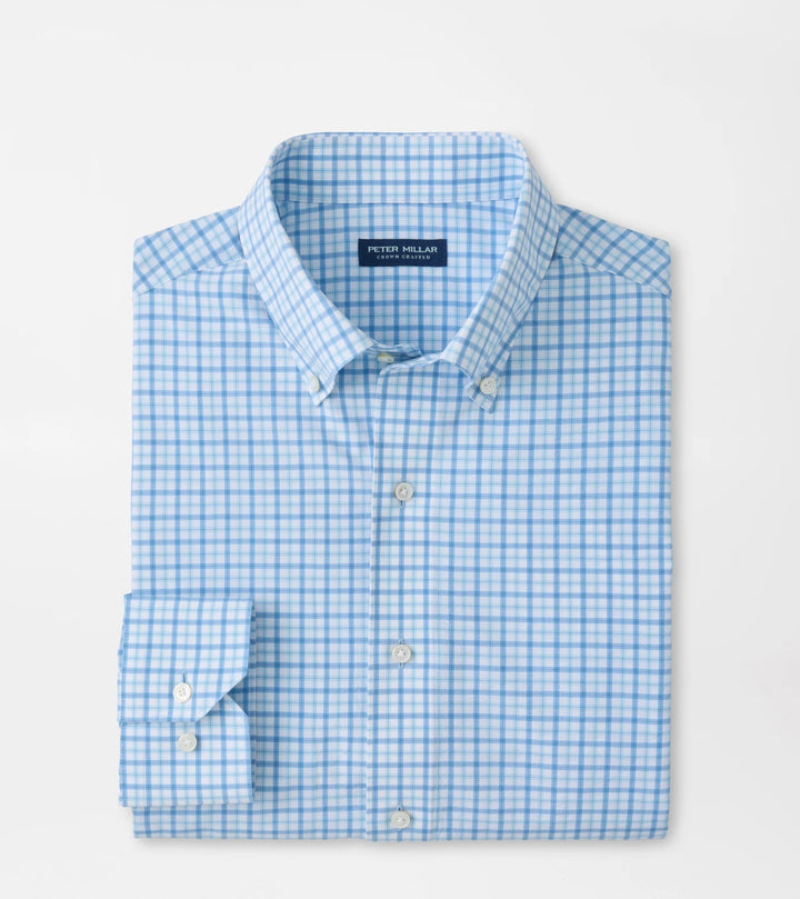 Peter Millar Clarence Performance Poplin Sport Shirt: Whitehaven Blue