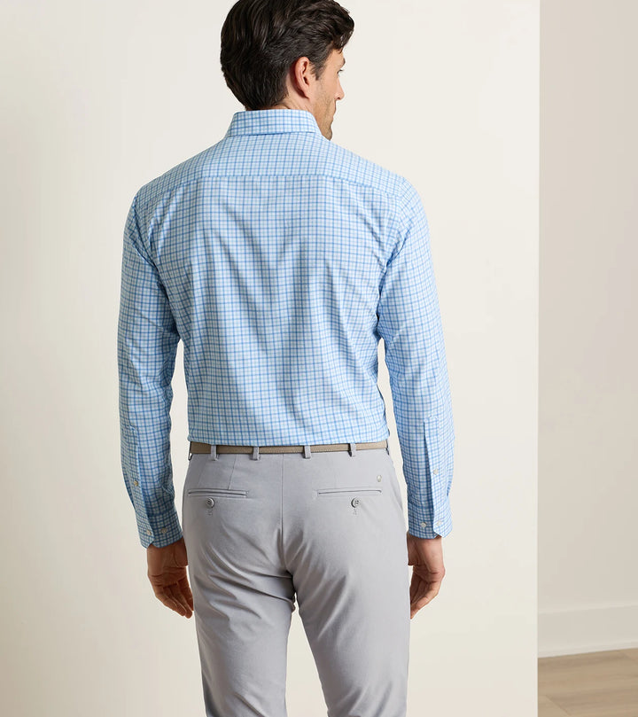 Peter Millar Clarence Performance Poplin Sport Shirt: Whitehaven Blue
