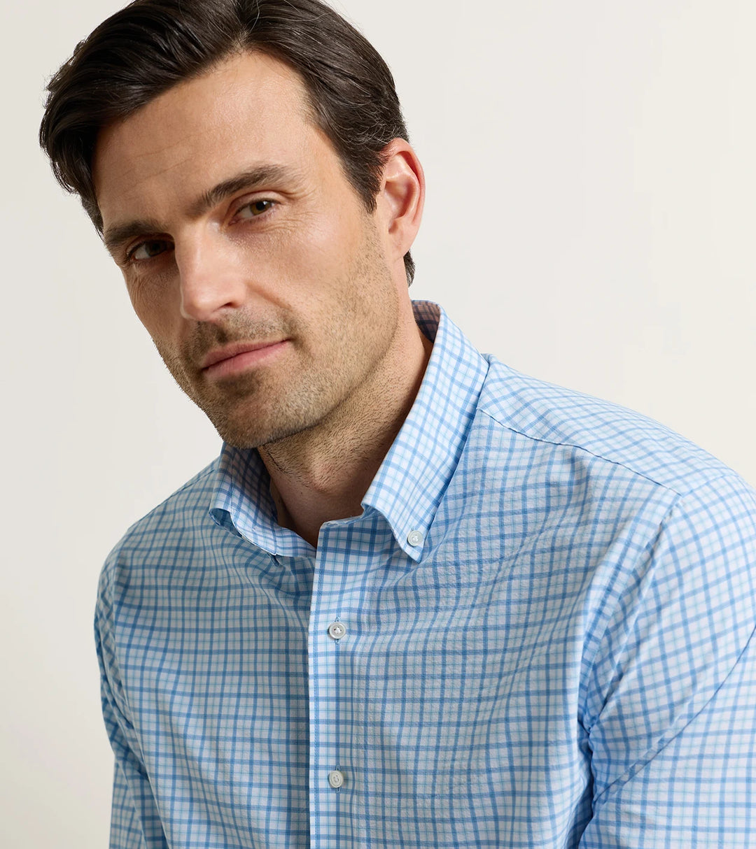 Peter Millar Clarence Performance Poplin Sport Shirt: Whitehaven Blue
