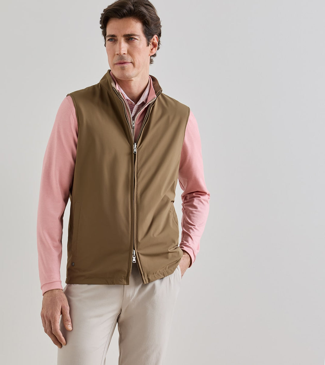 Peter Millar Ryder Reversible Vest: Light Mocha