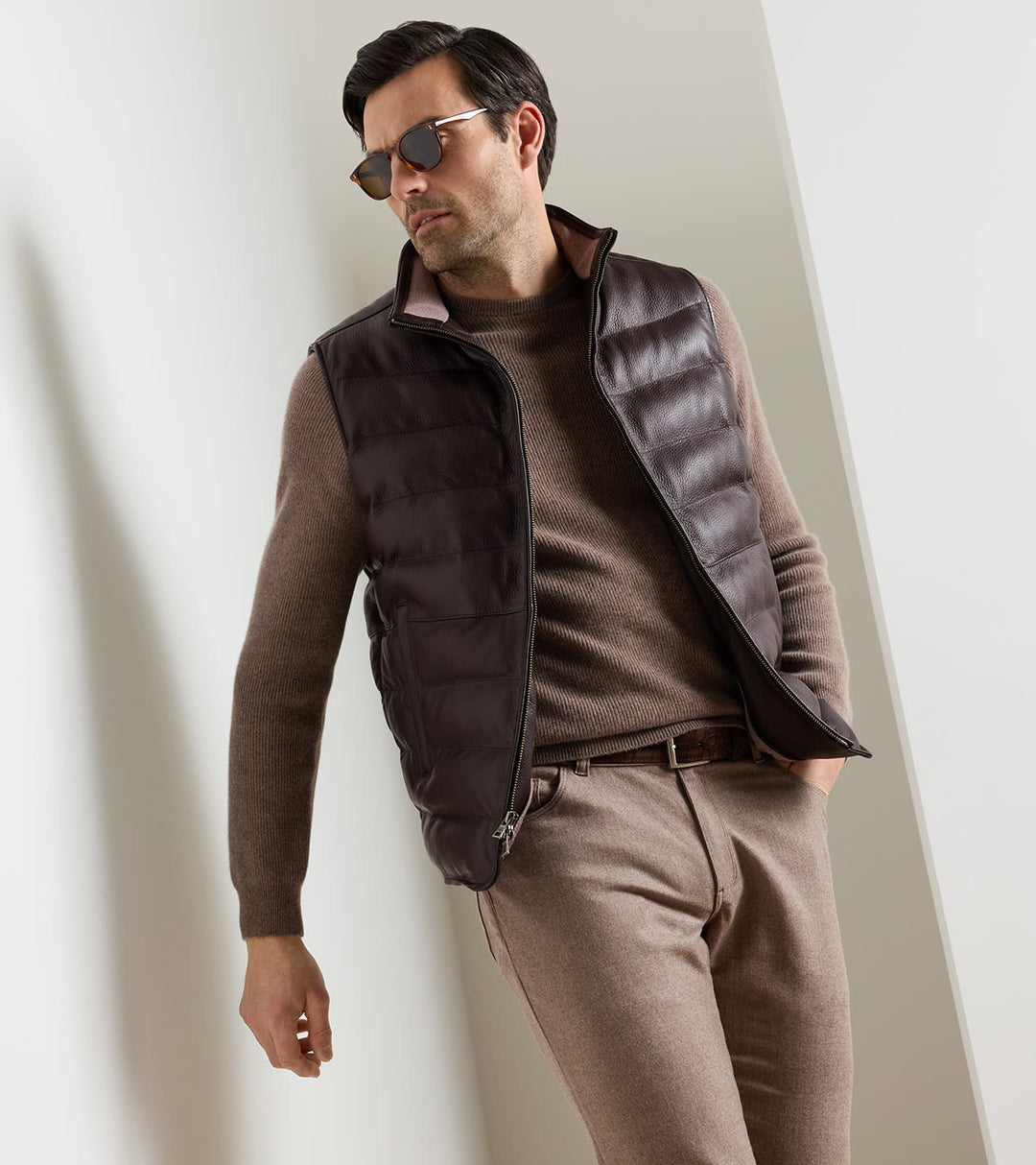 Peter Millar Deerskin Leather Vest: Espresso