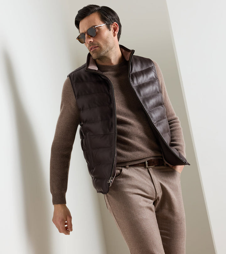Peter Millar Deerskin Leather Vest: Espresso
