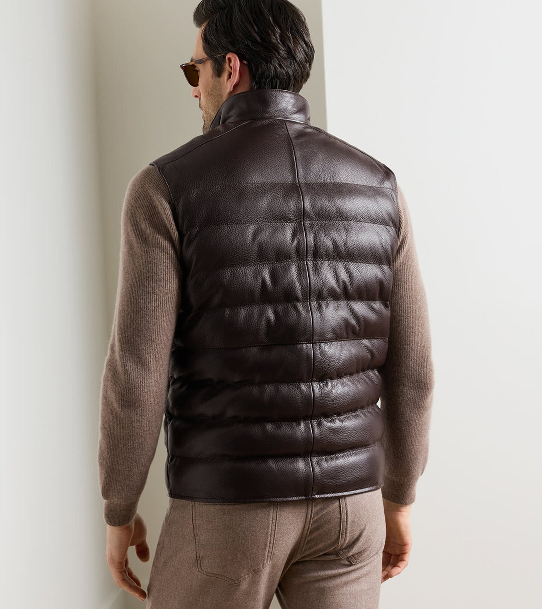 Peter Millar Deerskin Leather Vest: Espresso