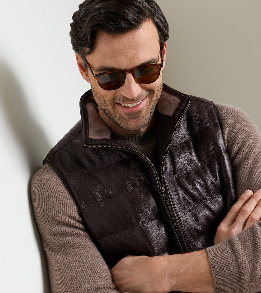 Peter Millar Deerskin Leather Vest: Espresso