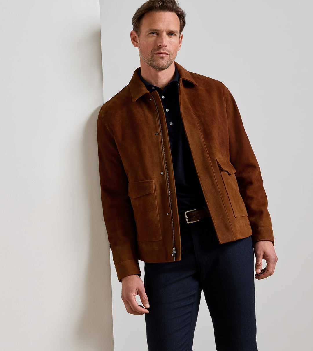 Peter Millar Deerskin Suede Jacket: Saddle
