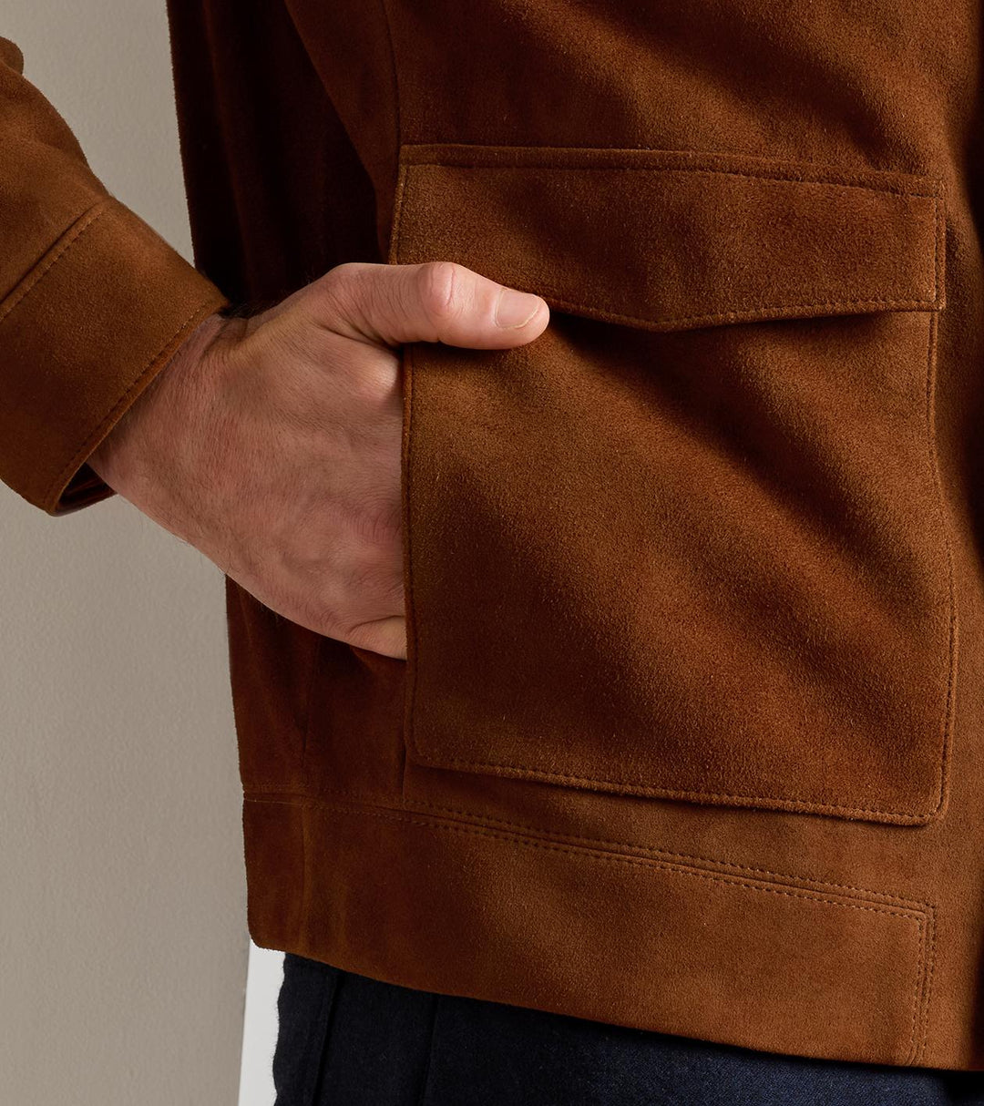 Peter Millar Deerskin Suede Jacket: Saddle
