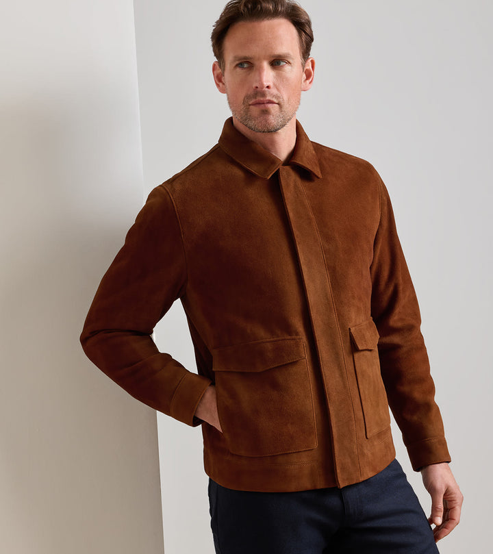 Peter Millar Deerskin Suede Jacket: Saddle