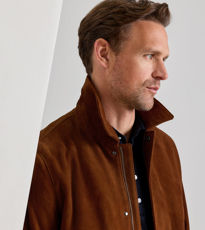 Peter Millar Deerskin Suede Jacket: Saddle