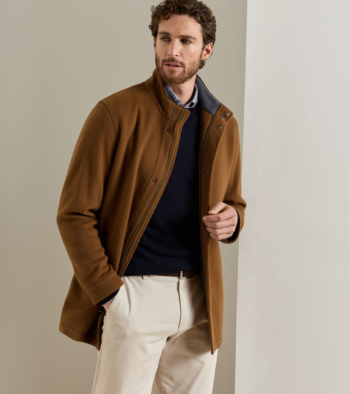Peter Millar Crown Flex Merino City Coat: Dark Amber