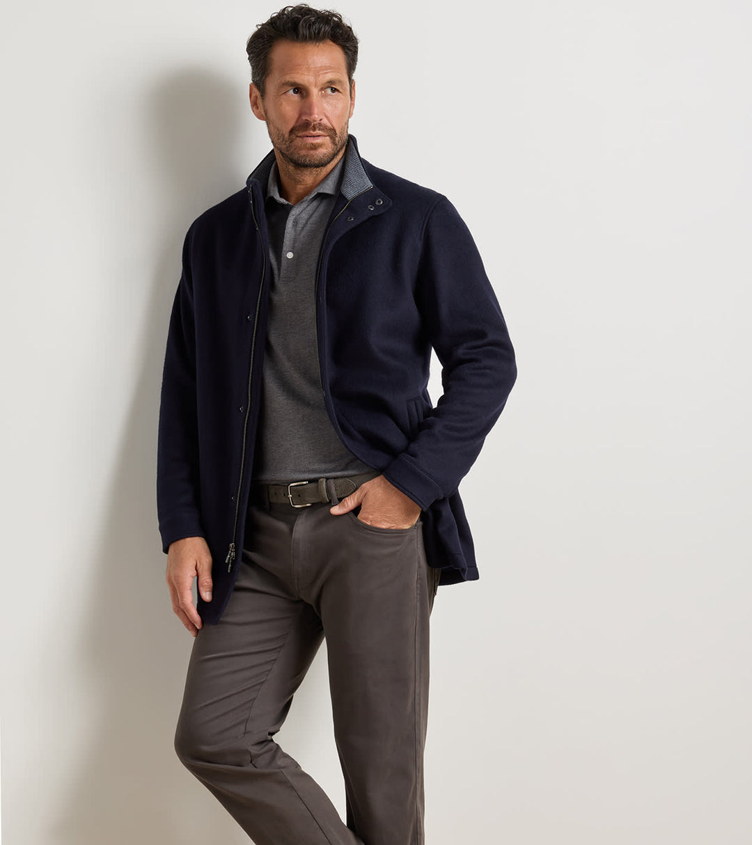 Peter Millar Crown Flex Merino City Coat: Navy
