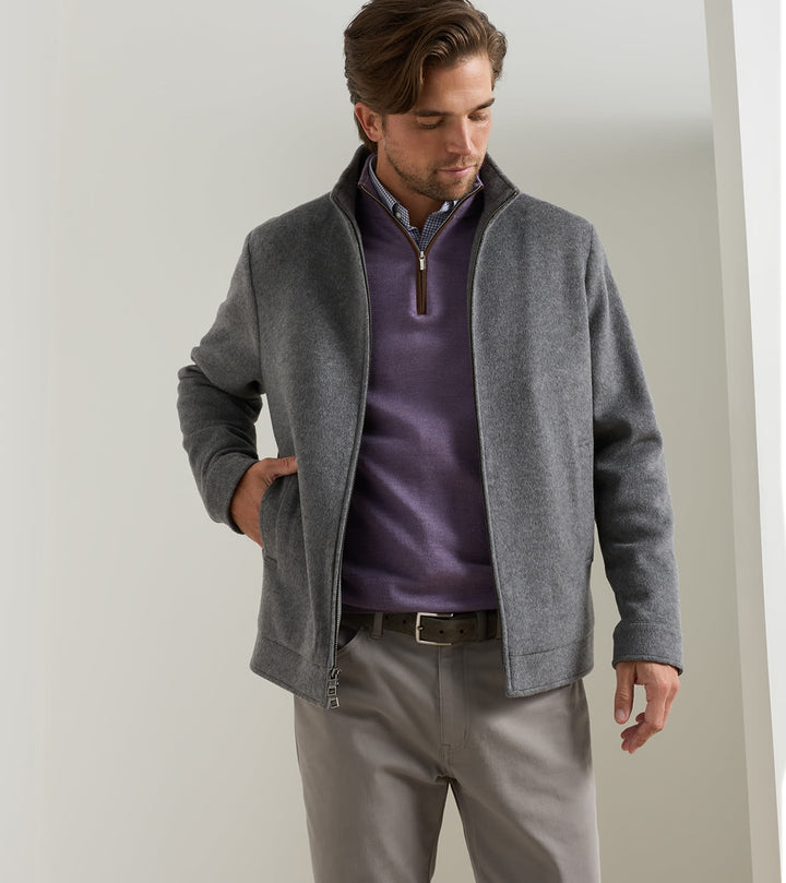Peter Millar Crown Flex Merino Bomber: Oslo Grey