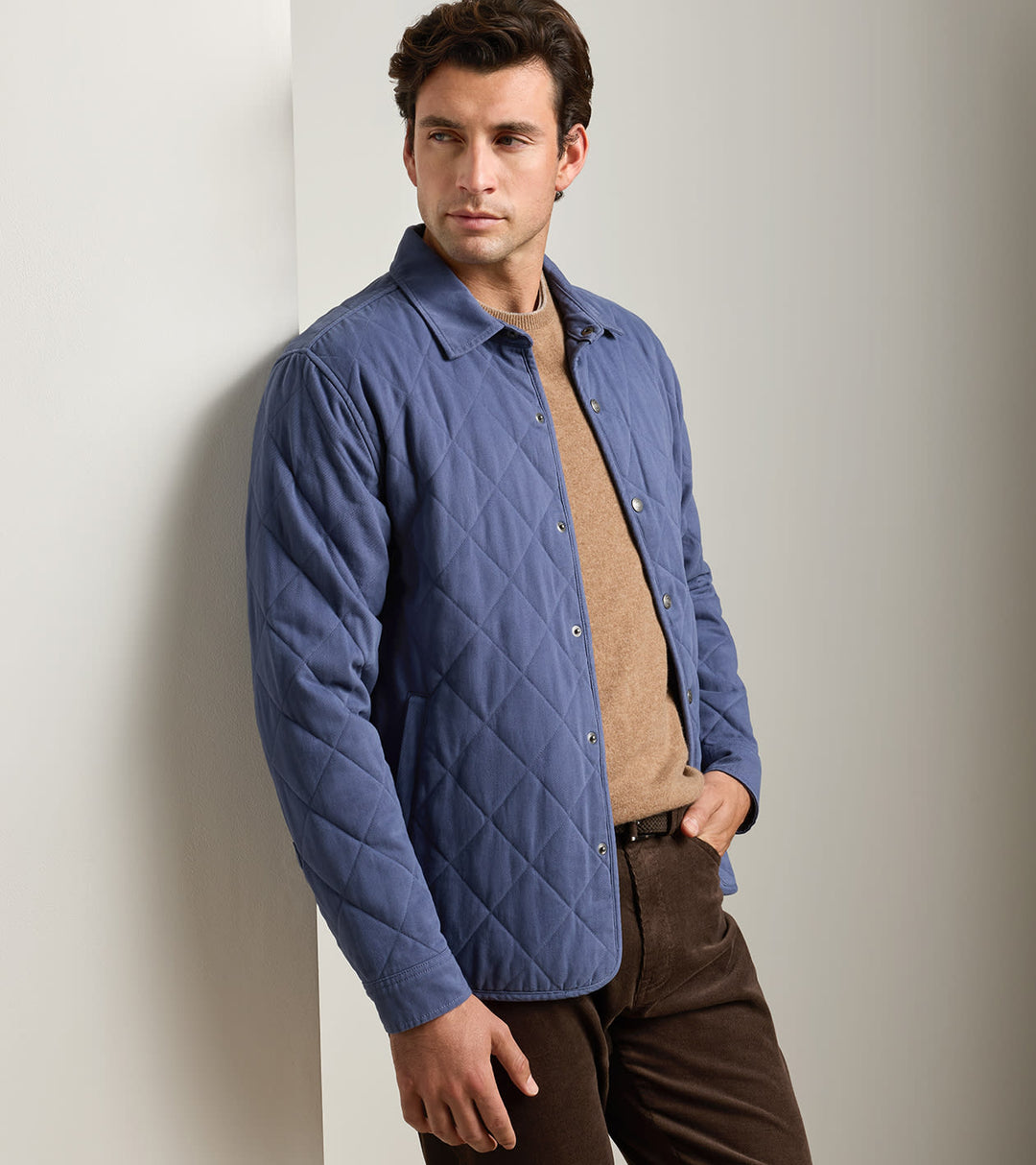 Peter Millar Chatham Cotton Cashmere Shirt Jacket: Crown Blue