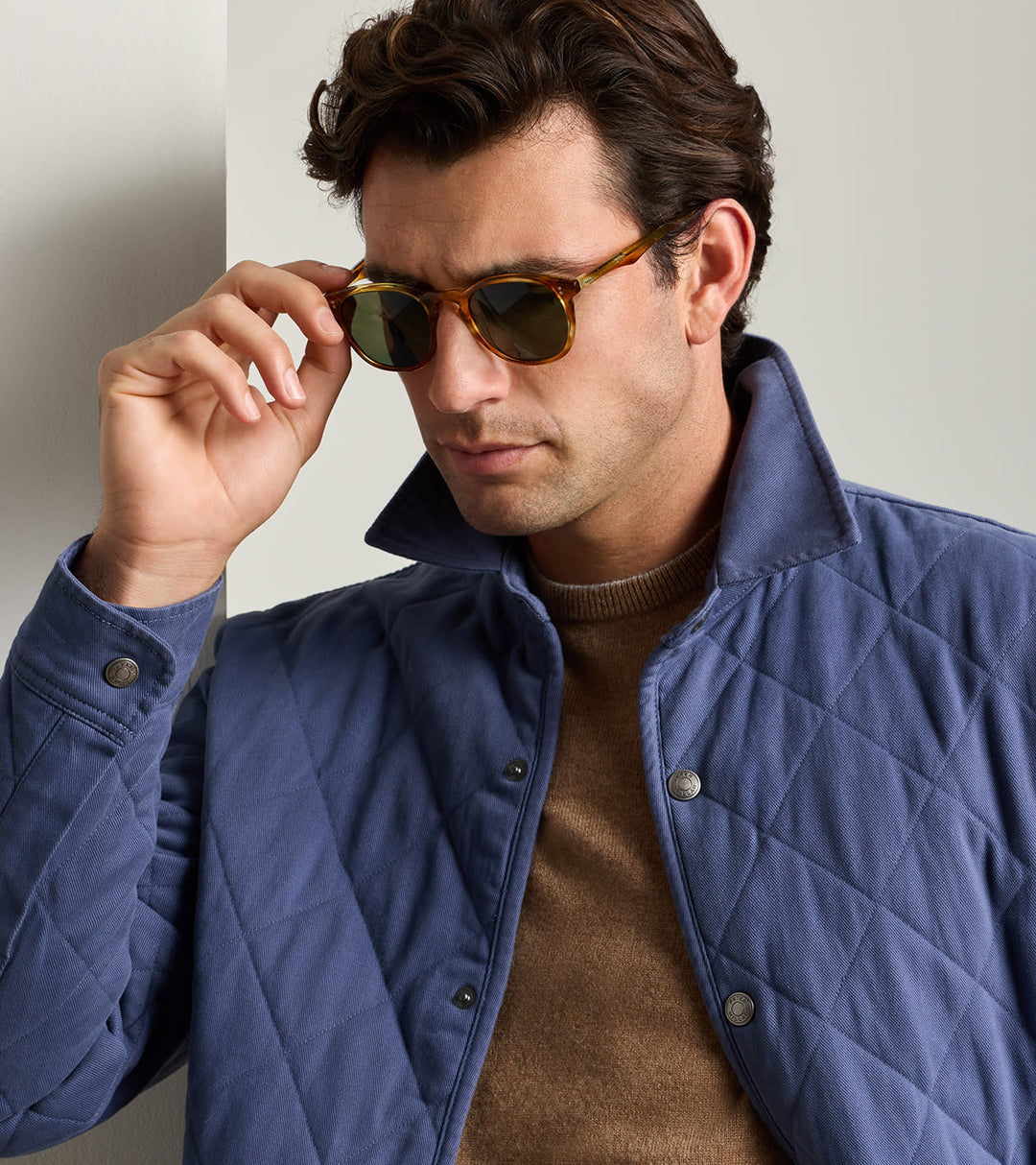 Peter Millar Chatham Cotton Cashmere Shirt Jacket: Crown Blue