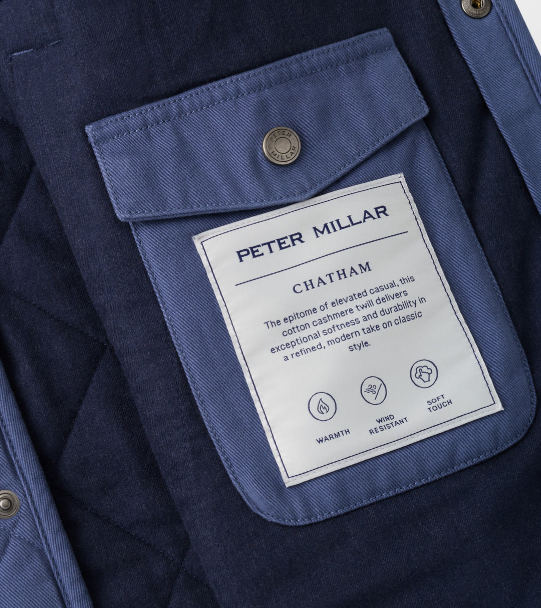 Peter Millar Chatham Cotton Cashmere Shirt Jacket: Crown Blue