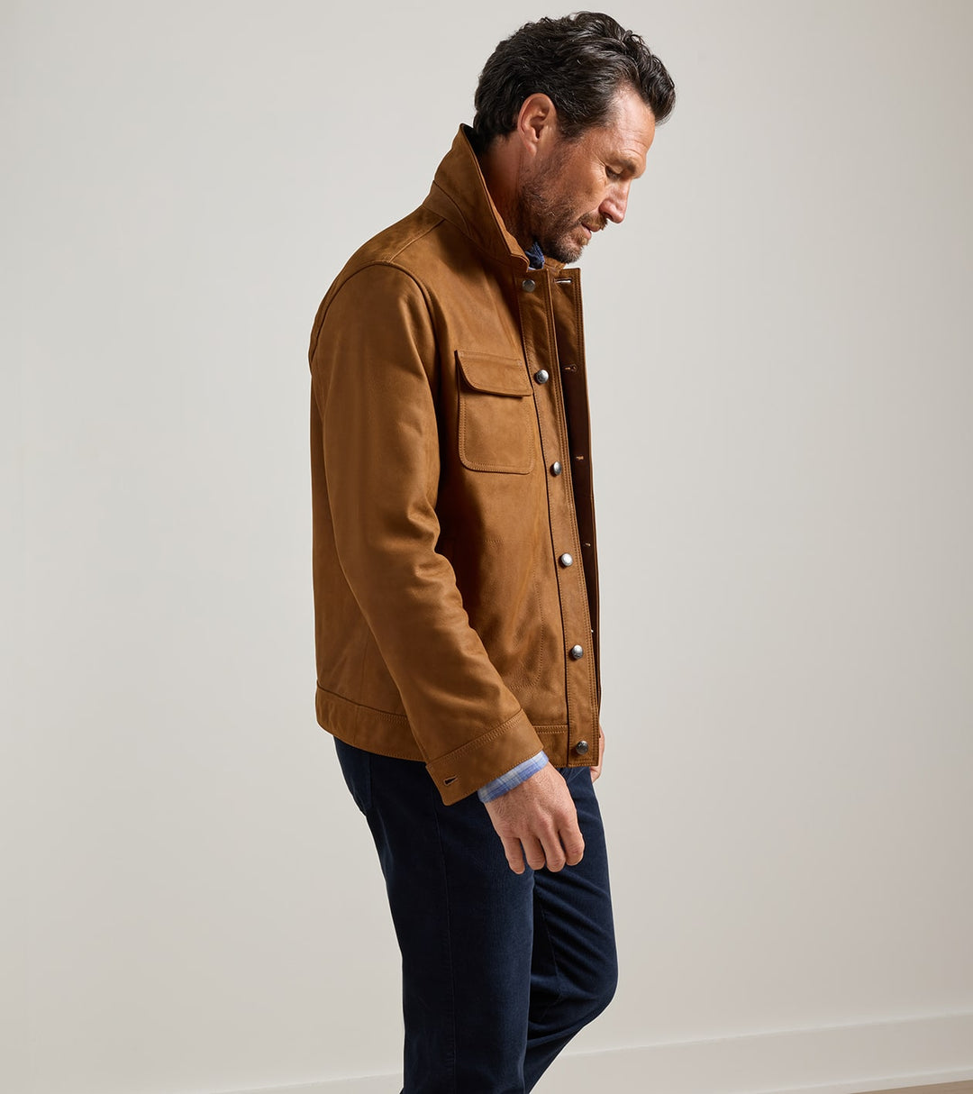 Peter Millar Jackson Leather Jacket: Whiskey