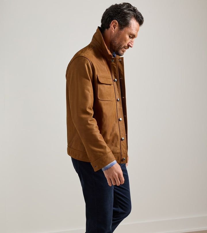 Peter Millar Jackson Leather Jacket: Whiskey