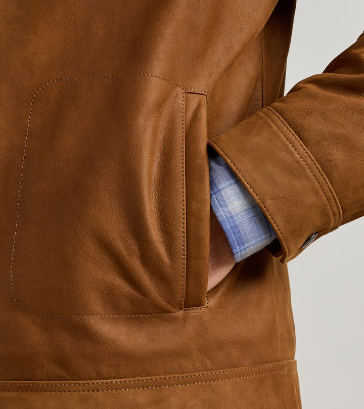 Peter Millar Jackson Leather Jacket: Whiskey