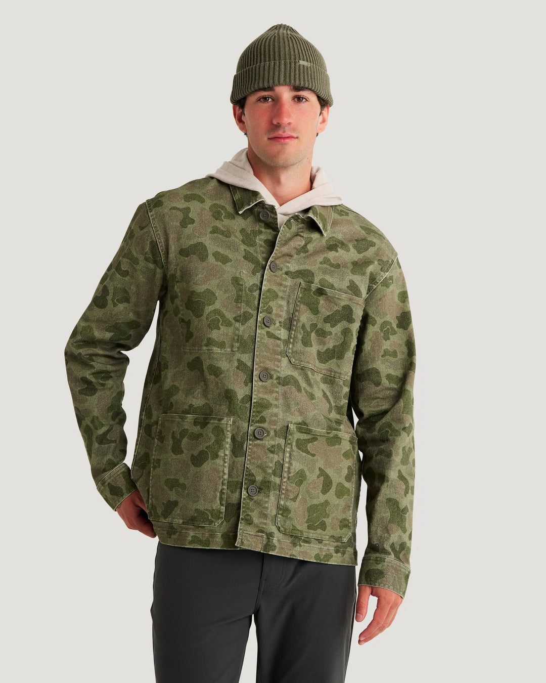 Free Fly Folly Twill Chore Coat: Vintage Camo Oil Green