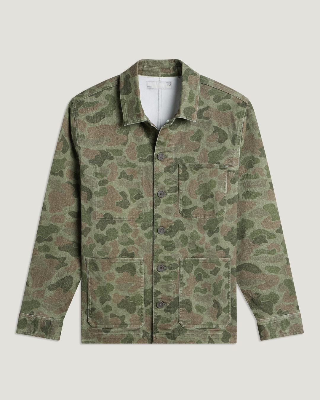 Free Fly Folly Twill Chore Coat: Vintage Camo Oil Green