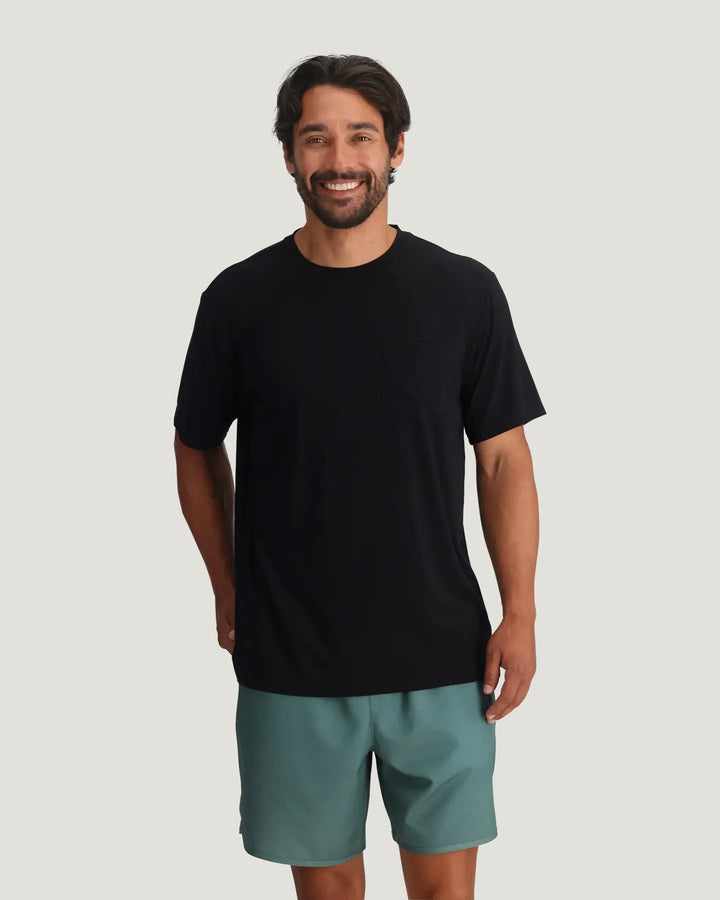 Free Fly Men's Bamboo Flex Pocket Tee: Black