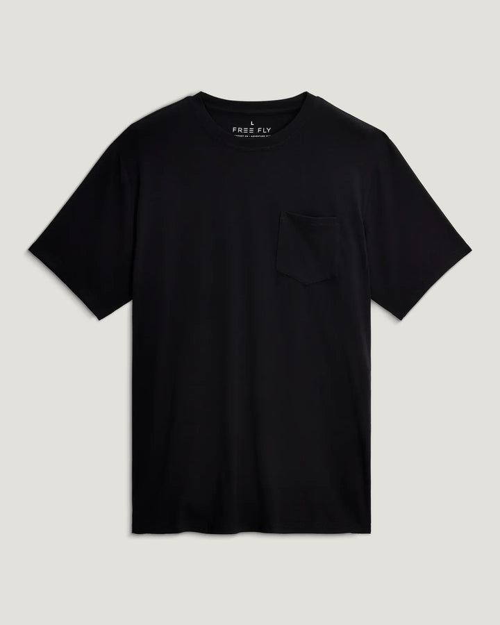 Free Fly Men's Bamboo Flex Pocket Tee: Black