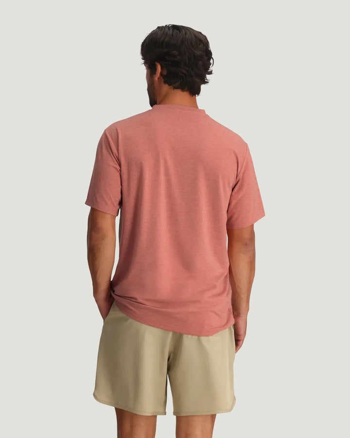 Free Fly Men's Bamboo Flex Pocket Tee: Heather Red Clay