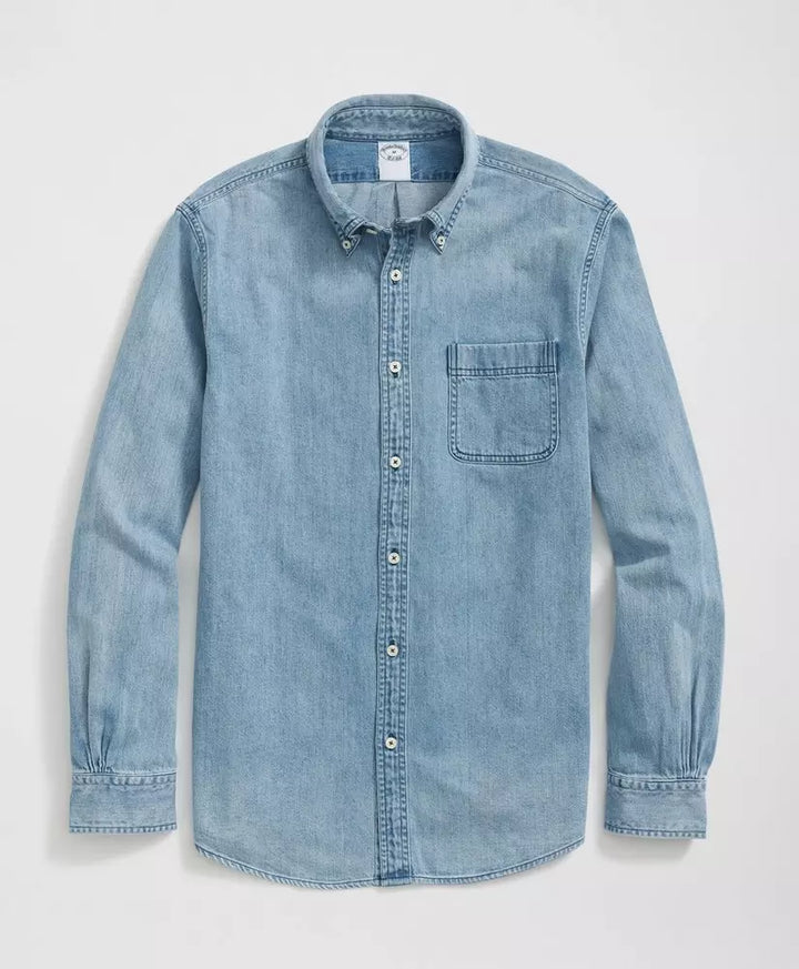 Brooks Brothers Regular Fit Archival Denim Shirt in Cotton Twill: Blue