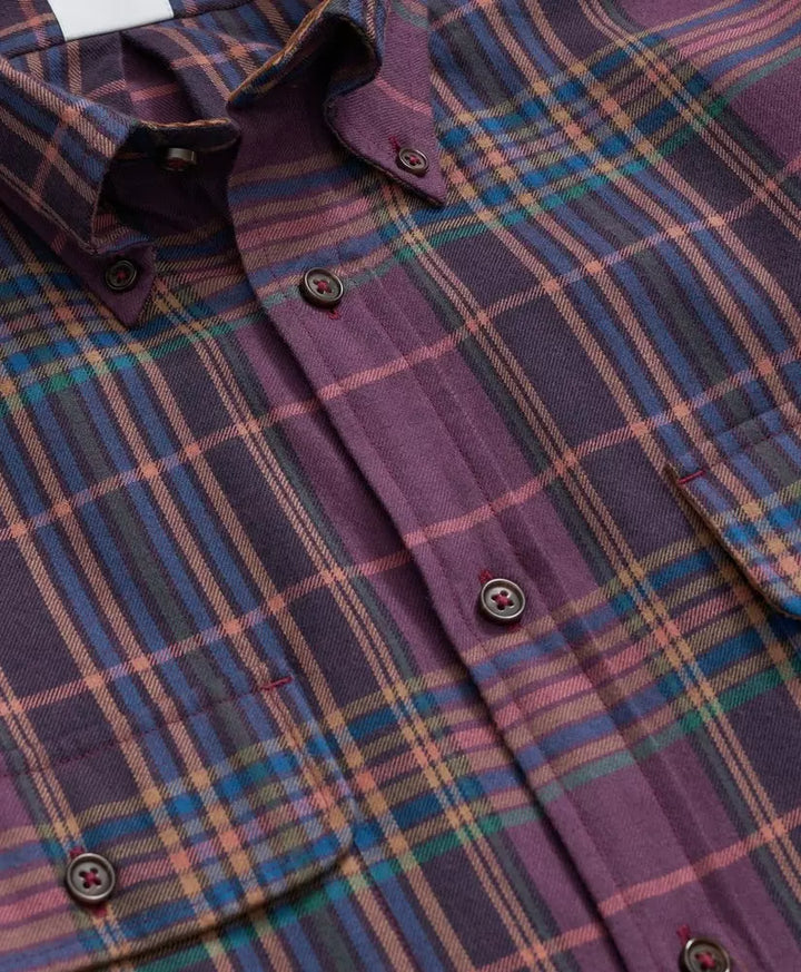 Brooks Brothers Regular Fit Cotton-Cashmere Sport Shirt in Plaid Flannel: Dark Purple