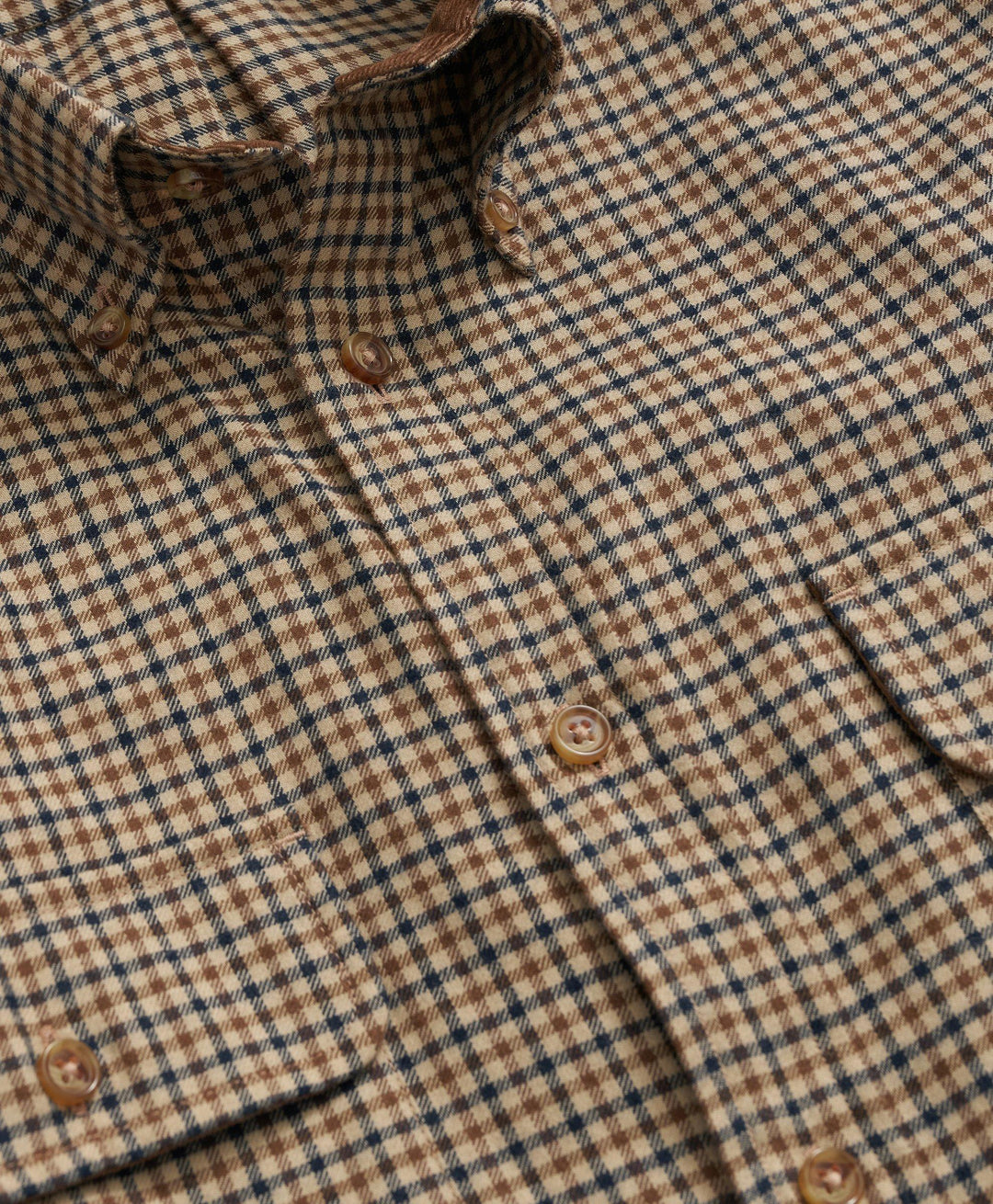 Brooks Brothers Regular Fit Cotton-Cashmere Sport Shirt in Checked Flannel: Khaki