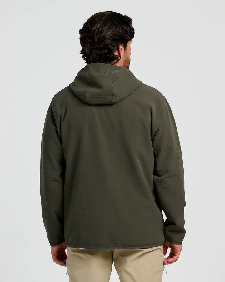 Free Fly Men's Gridback Fleece Anorak Hoodie: Dark Forest