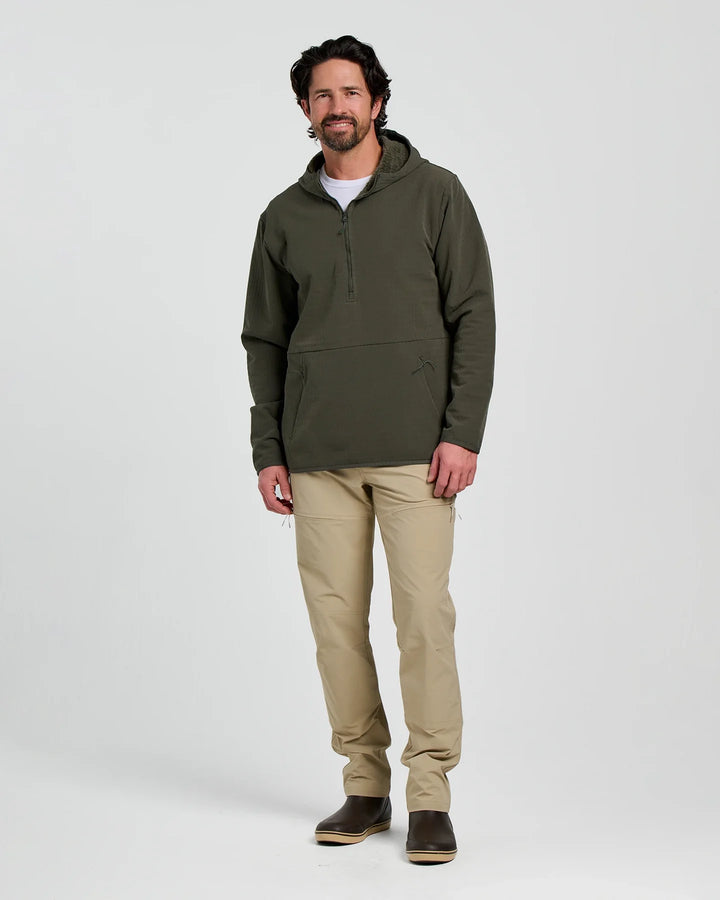 Free Fly Men's Gridback Fleece Anorak Hoodie: Dark Forest