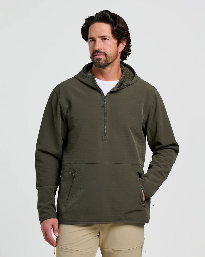 Free Fly Men's Gridback Fleece Anorak Hoodie: Dark Forest