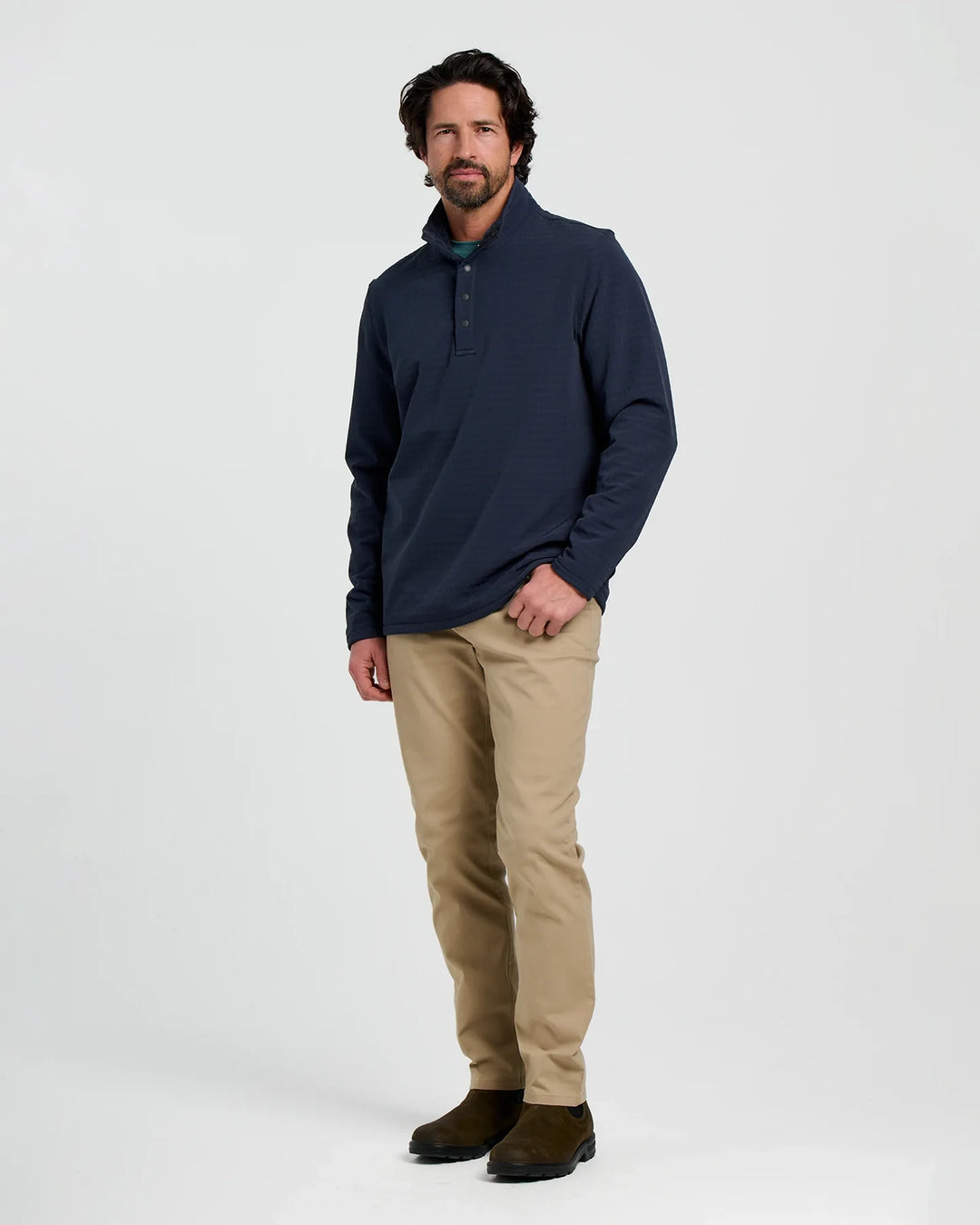 Free Fly Men's Gridback Fleece Snap Pullover: Deep Navy