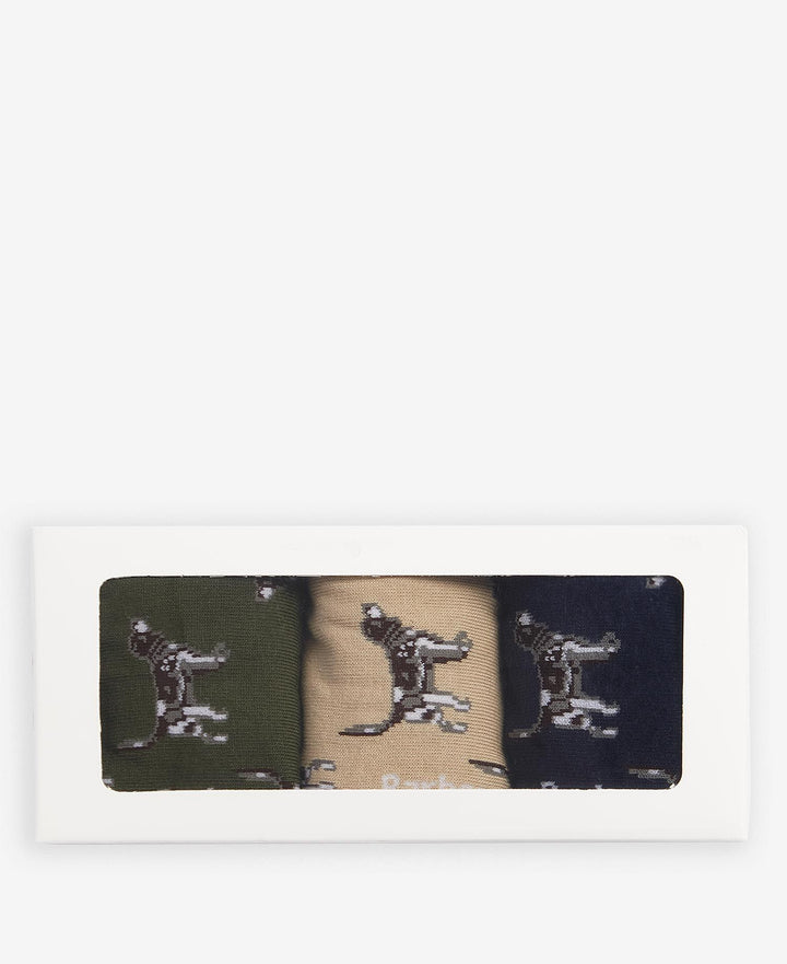 Barbour Pointer Dog Socks Gift Box: Forest Mist