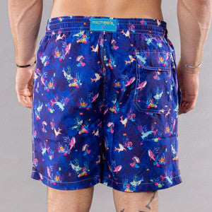 Michael's Tropical Reef Swim Trunks w/ Cyclist Liner: Blue