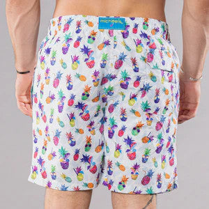 Michael's Funky Pineapples Swim Trunks w/ Cyclist Liner: White