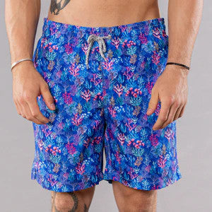 Michael's Coral Jungle Swim Trunks w/ Cyclist Liner: Navy