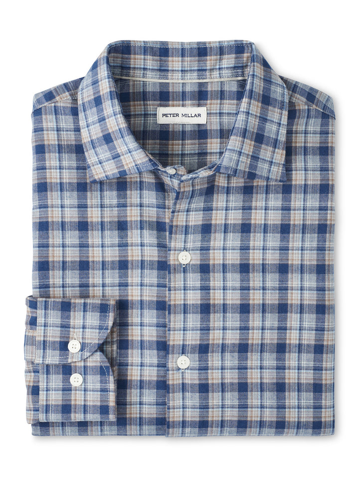 Peter Millar Whitecap Performance Flannel Sport Shirt: Blue Haze
