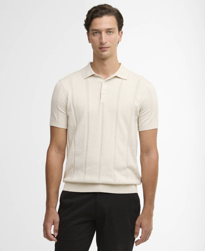 Barbour Wellburn Knitted Polo Shirt: Oatmeal