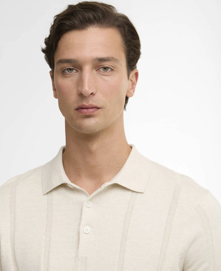 Barbour Wellburn Knitted Polo Shirt: Oatmeal