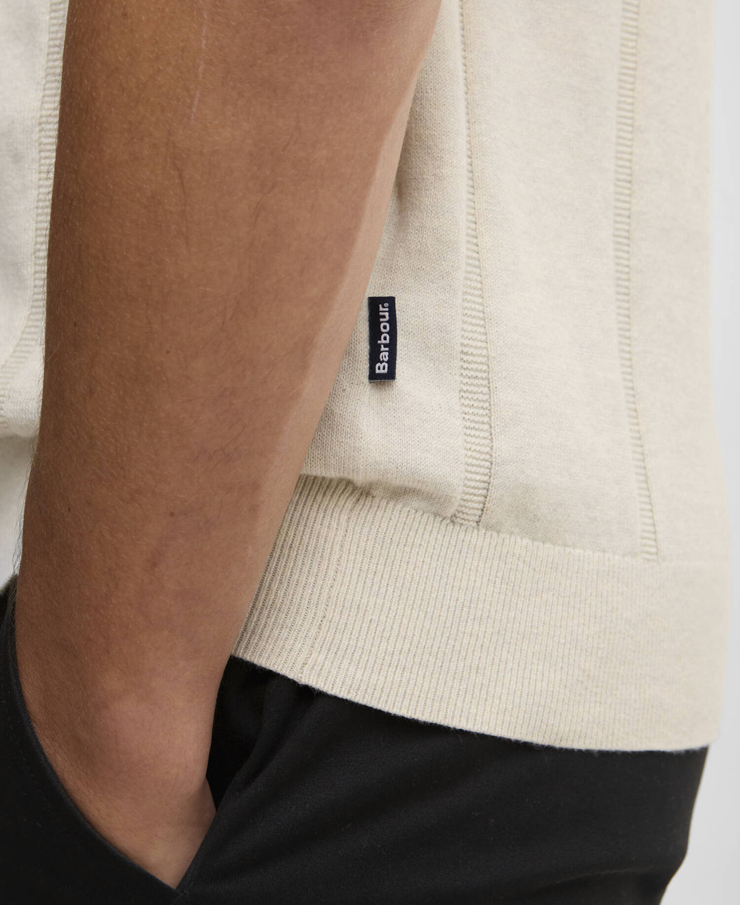 Barbour Wellburn Knitted Polo Shirt: Oatmeal
