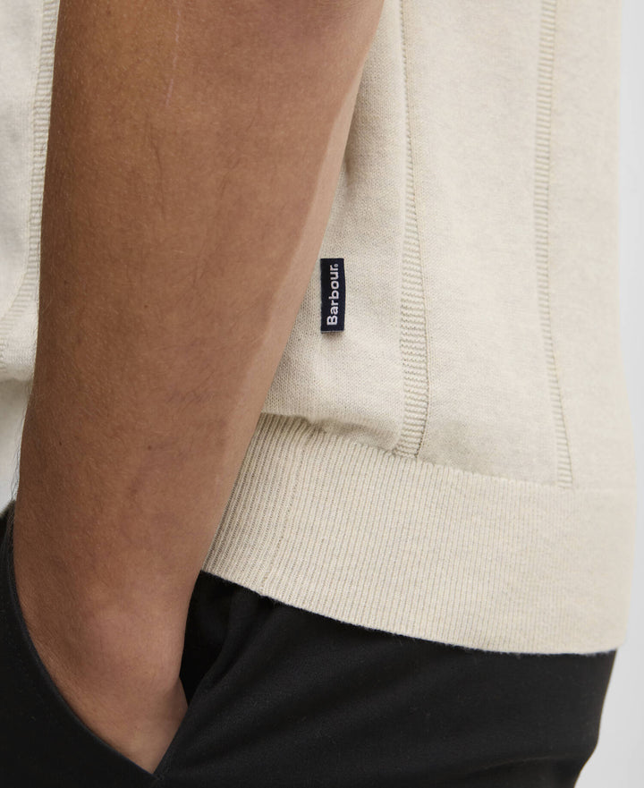 Barbour Wellburn Knitted Polo Shirt: Oatmeal
