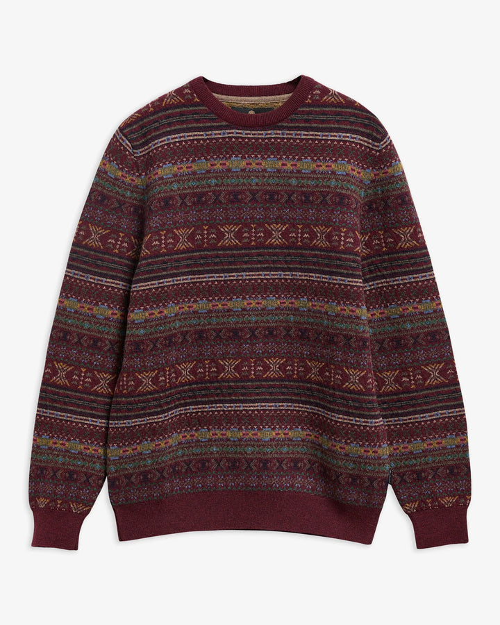 Barbour Dalehead Fair Isle Crew Neck Jumper: Wine