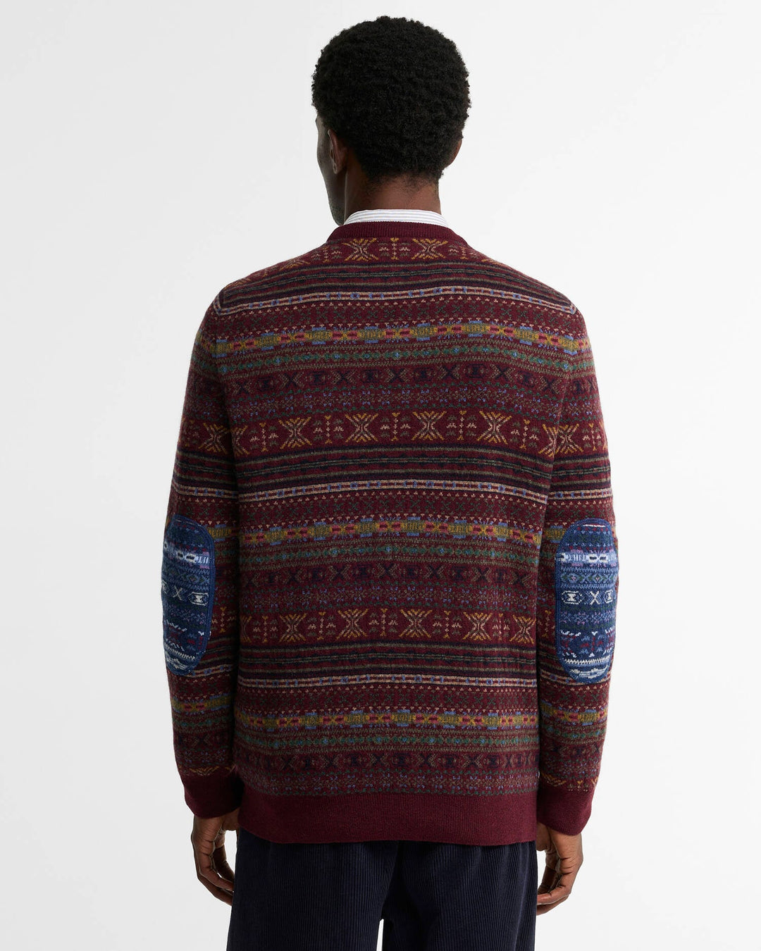 Barbour Dalehead Fair Isle Crew Neck Jumper: Wine