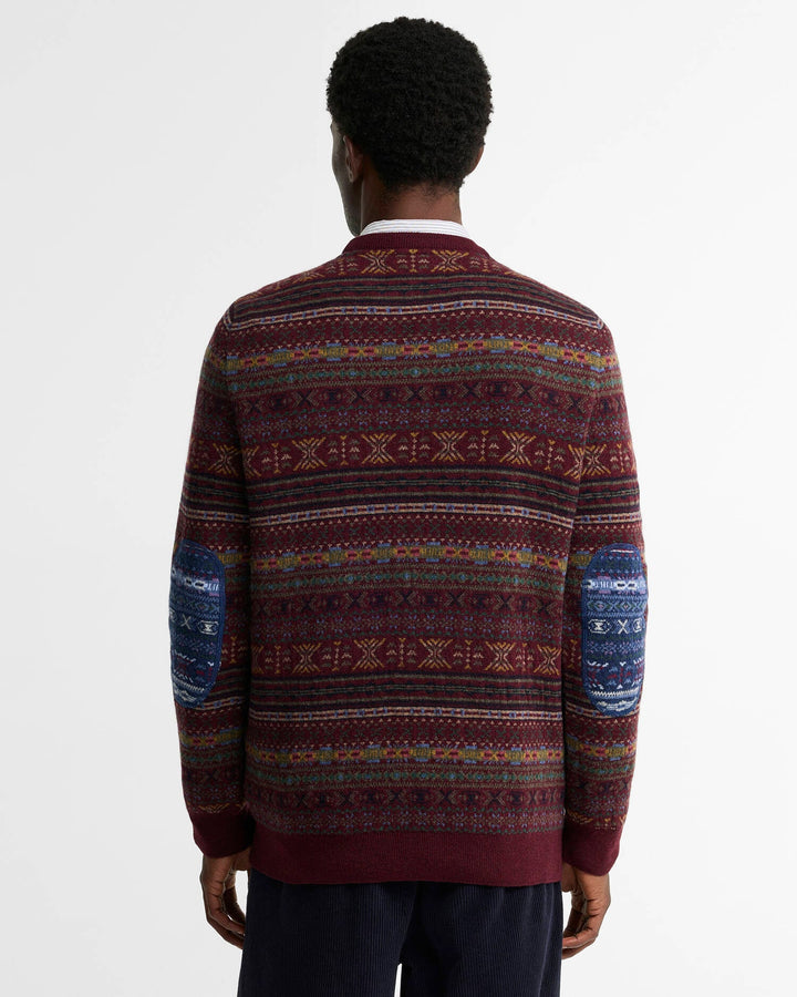 Barbour Dalehead Fair Isle Crew Neck Jumper: Wine