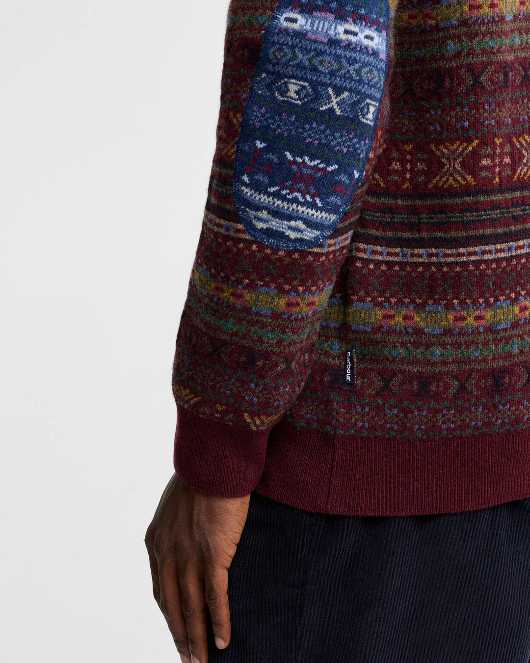 Barbour Dalehead Fair Isle Crew Neck Jumper: Wine