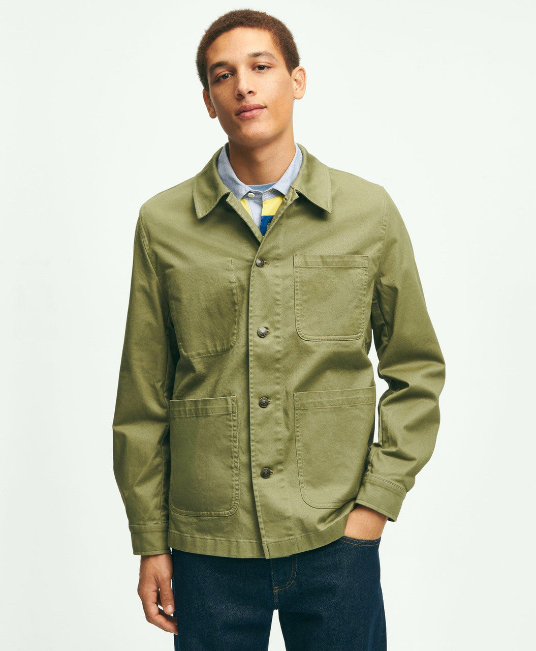 Brooks Brothers Stretch Cotton Twill Chore Jacket: Olive