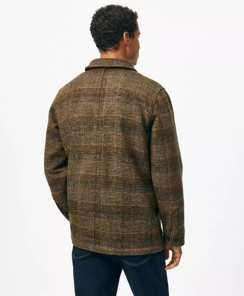 Brooks Brothers Wool-Blend Plaid Walking Coat: Olive